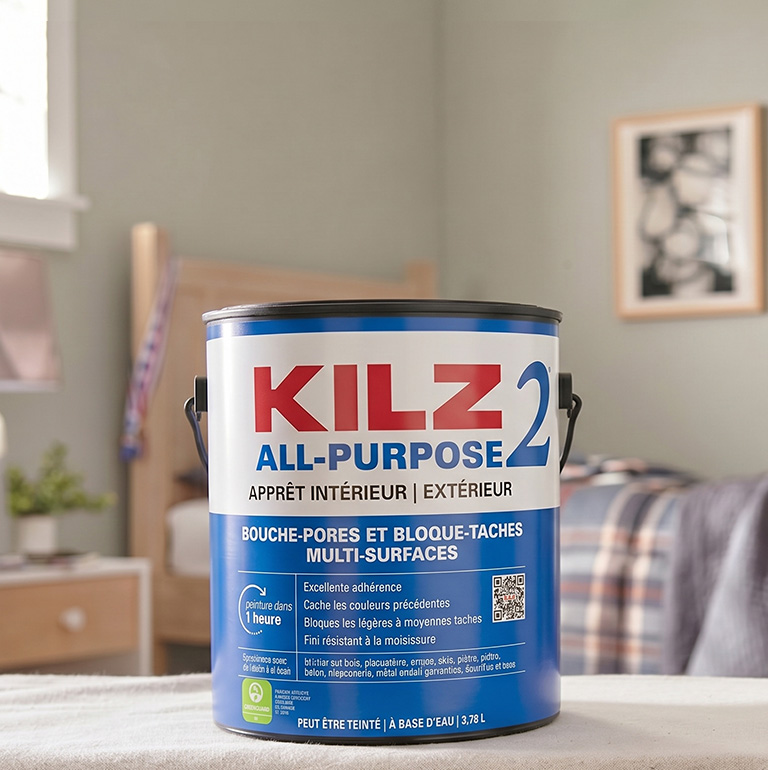 KILZ 2 Can of primer in a bedroom